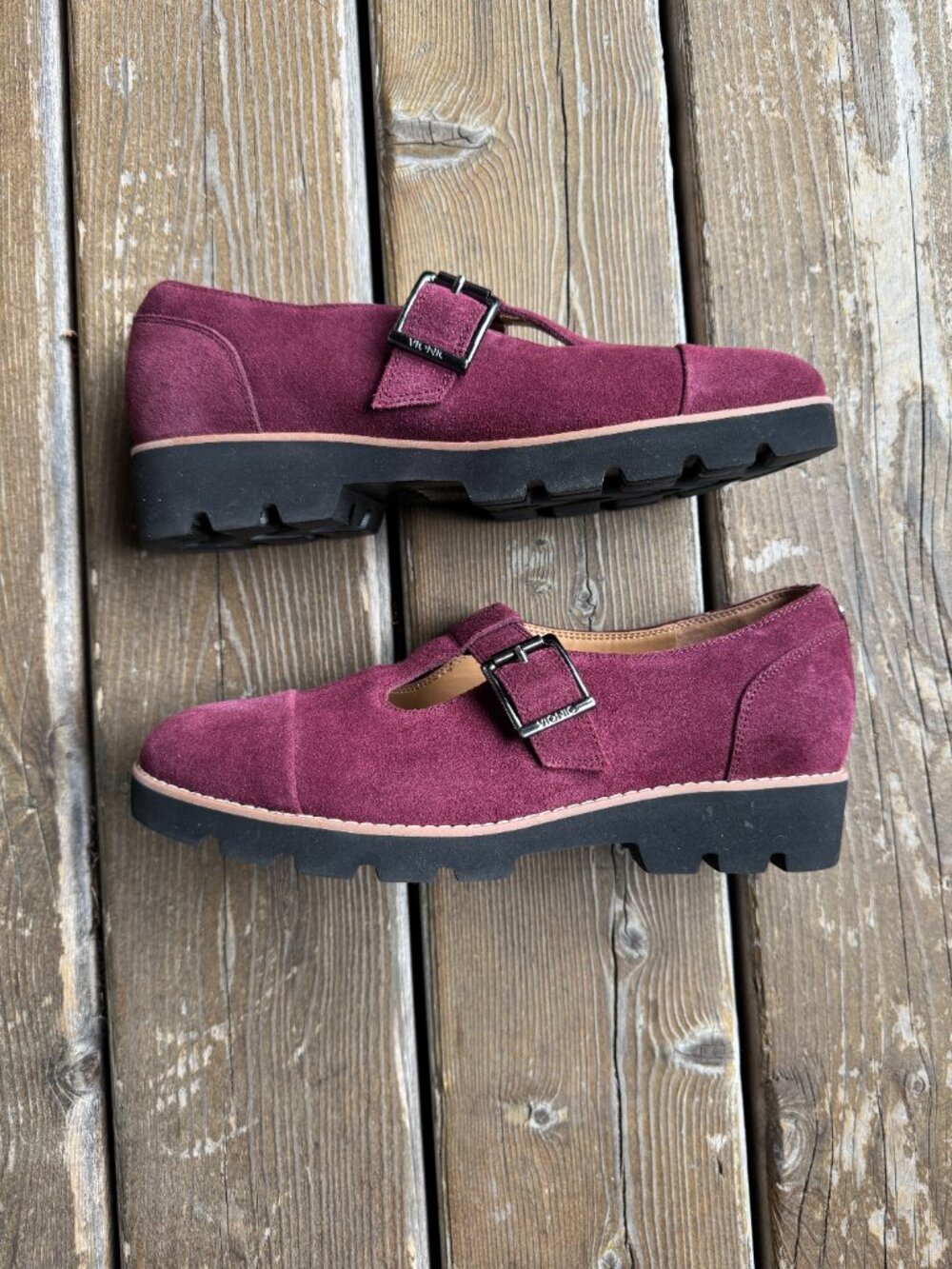 Vionic Carmen T-Strap Port Wine Colored Suede Loafers in Women's 8.5/EU 39 - Picture 4 of 16